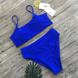 Bjlxn Push Up Bikini Set Swimsuits High Waist Swimwear Women Ribbed Biquini Bathing Suits Brazilian Bikinis  Purple Bathers New