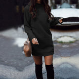 Casual Sweater Dress Mini Short Thick O-neck Long Sleeve Spring Winter Dress Slim Fit Ladies Knitted Fashion Vestidos