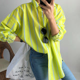 Spring Autumn New Striped Long-Sleeve Shirt Female Korean Style Cotton Women Blouses and Tops Fashion