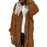 Winter Warm Women Fashion Faux Fur Hooded Coat Hairry Cardigan Furry Outwear