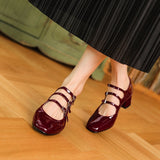 new Women's pumps Natural Leather 22-24.5cm Cow patent leather upper square toe Mary Jane shoes full leather shoes