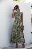 Summer Elegant  beach Women Dress  long Print Flowers Polka-dot strap Ladies Halter boho Dress Vintage party ladies Dress