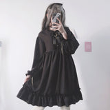 Alice In Wondeland Cute Women Lolita OP Dress Flouncing Lace Trim Japanese Harajuku Long Sleeves Doll Teen Dress Fairy Vestidos - Bjlxn