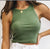 Women Solid Round Neck Ribbed Tank Top Camisole Women Summer Basic Elastic Tank Top O Neck Solid Tank Top Plus Size