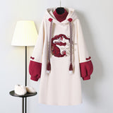 Chinese Style Hooded Stitching Vestido Cheongsam Embroidery Sweatshirt Dress Spring Autumn Women Buckle Thick Harajuku Dresses - Bjlxn