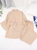 Solid Color Women's Pajamas Robe Sets Drop Sleeve Sexy Woman Nightie Loose Flare Bathrobe Female Roomware Peignoirs For Women