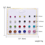 12 Pairs/set Classic Crystal Stud Earring Sets Women's Round Ball Metal Pearl Flower Earrings For Women Girl Gift Mixed Jewelry