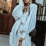 Spring Autumn Fashion Women Streetwear Long Shirts Casual Solid Color Long Sleeves Buttons Cardigan Elegant Stand Collar Shirts