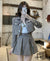 Women New Spring 2 Piece Matching Suits Long Sleeve Plaid Short Jacket&High Waist Pleated Mini Skirt Vintage 2pc Dress Sets