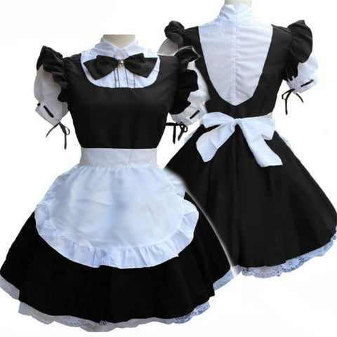 Cute Maid Cosplay Costume Lolita Dress Short Sleeves Color Blocked Waitress Pinafore Outfit Halloween Outfit For Girls Plus Size