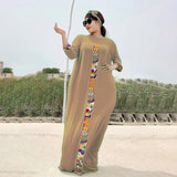 3 Pieces Set Boho Loose Solid Three Quarter Sleeve Long Maxi African Dresses For Women Kaftan Dubai Abaya Hijab Muslim Dress