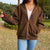 BiggOrange Brown Zip Hooded Sweatshirt Winter Jacket Top Oversized Hoodie Retro Pocket Woman Clothes Long Sleeve Pullover - Bjlxn