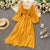 Chic Elegant Square Collar Maxi Dress Women Solid Chiffon Puff Sleeve Dresses Korean Fashion Vintage Ruffle Vestidos