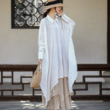 Irregular Shirt Women's New Spring and Summer Original Design Oversized Cotton and Linen Women-blouses