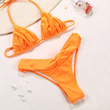 Newest Sexy Bikinis Female Micro Folds Swimwear Women High Cut Bikini Set String Swimming Suit For Women White Swimsuit