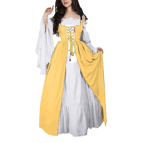 Halloween Women European Medieval Dress Cosplay Palace Carnival Party Disguise Princess Female Bandage Corset Vintage Club Dress