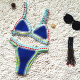 Micro Bikini Women Handmade Crochet Knit Swimwear Halter Patchwork Bathing Suit Swimsuit Biquini Thong Bikini traje de bano