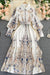 Runway Autumn Spring Vintage Long Sleeve Print Floral High Waist Boho A-Line Party Maxi Dress Elegant Luxury Dresses Women