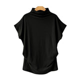 Jocoo Jolee Women Casual Turtleneck Short Batwing Sleeve Blouse Female Cotton Solid Plus Size Tops Ladies Shirt 2022  Clothing - Bjlxn