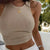 Ribbed Tank Tops Sexy Crop Vest Solid Harajuku Korean Female Off Shoulder Knitted Khaki White Summer Women Tops