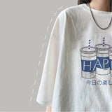 Women T-shirt Round Collar Summer Cartoon New Half Loose Sleeve  Print Casual Simple Wild T-Shirt