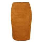 Sexy Multi Color Suede Midi Pencil Skirt Women Fashion Elastic High Waist Office Lady Bodycon Skirts Saias