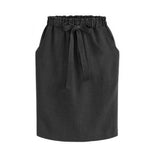 Summer Autumn Elegant Midi Skirts Womens Office Pencil Skirt Cotton Elastic Waist Package Hip Skirt Bow Skirt Green