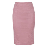 Sexy Multi Color Suede Midi Pencil Skirt Women Fashion Elastic High Waist Office Lady Bodycon Skirts Saias