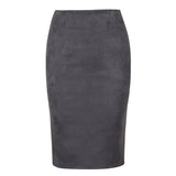 Sexy Multi Color Suede Midi Pencil Skirt Women Fashion Elastic High Waist Office Lady Bodycon Skirts Saias