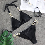 Rhinestone Swimsuit Women Bikinis Crystal Diamond Bikini Set Metal Chain Swimwear female Luxury Aristocratic Swimming Suit