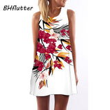 Women Dress New Style Summer Dress Casual Beach Dress Floral Print Tunic Sleeveless Short Chiffon Dress Vestido de renda