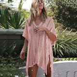 Bjlxn New Knitted Beach Cover Up Women Bikini Swimsuit Cover Up Hollow Out Beach Dress Tassel Tunics Bathing Suits Cover-Ups Beachwear