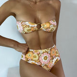 Wired Push Up Bikini Mujer Summer Flower Swimsuit Woman Printed 2pcs Bathing Suit Pool Bath Suit Ladies Sexy Swimwear