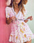 Inspired crochet-trimmed floral print cotton mini dress wrap-like summer dress cute V-neck short sleeve party dress women
