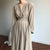 New Women Spring Summer Dresses Lace Up Casual Buttons Fashionable V-neck Vintage Oversize Long Dress DR1150
