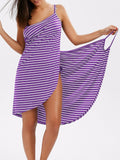 Women Beach Dress Sexy Sling  Wear Dress Sarong Bilini Cover Up Warp Pareo Dresses Backless  Swimwear Femme 5XL Plus Size stripe