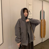 plus size Hoodies Women Harajuku streetwear kawaii oversized zip up sweatshirt clothing korean style long sleeve tops - Bjlxn