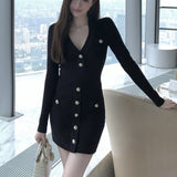 Fall Winter Sweater vestidos feminino Women Vintage Long Sleeve Slim Sexy Bodycon Dress Korean Fashion Casual Robe Femme