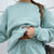 Green Vintage Letters Embroidered Crewneck Sweatshirt Women Winter Tops Oversized Girls Streetwear New Korean Fashion Pullovers