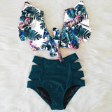 High Waist Bikini Ruffle Swimwear Women Print Sexy Swimsuit Push Up Bikinis Plus Size Bathing Suits Floral Beach Wear