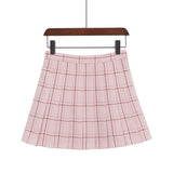 PEONFLY Sweet Women Pleated Skirt Fashion Plaid A-Line Mini High Waist Chic Skirt Kawaii Summer Casual Ladies Plaid Skirt - Bjlxn