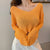 New Spring Summer Women Casual Loose V-neck Knitted Long Sleeve T-shirt Autumn Sexy Club Solid Off Shoulder Thin Crop Tops Shirt