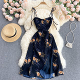 Summer Vintage Beach Long Dress Women Fashion Print Floral Spaghetti Strap Backless Split Dress Sexy Club Party Dresses