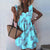 Elegant Butterfly Sleeve Ruffle Mini Dress Casual Square Collar Print Party Dress Women Summer Loose Pocket Beach Dress Vestidos