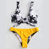 Sunflower Printed Bikini Set Sexy  Swimwear Women Mujer Push Up Padded Biquini Bathers Bandage Bathing Suit Swimsuit Bikini