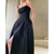 New Texture Jacquard Vintage Black Spaghetti Strap Square Collar A-Line Ankle-Length Dresses Women