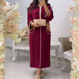 Turkish Dress Elegant Maxi Dresses Muslim African A Line Women Robe Plain Casual Femme Vestiods Office Retro Long Dress 2022 - Bjlxn