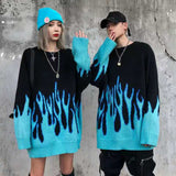 vetement femme 2021 Winter Autumn Loose Blue Flame Sweater Women Plus Size purple Female Pullover Womens Sweaters tops Pull - Bjlxn