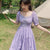 Bella Philosophy 2021 Purple Elegant Lace Long Maxi Dress Vintage Square Collar Female Franch Dress Casual Holiday Lady Vestidos - Bjlxn