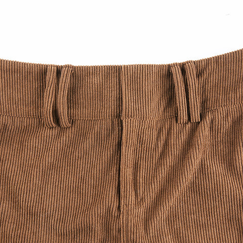 Bjlxn Brown Low Rise Corduroy Skirts Women Y2k Vintage With Belt A-line Skirt Fall Short Emo Bottoms 90s Indie Aesthetics Streetwear
